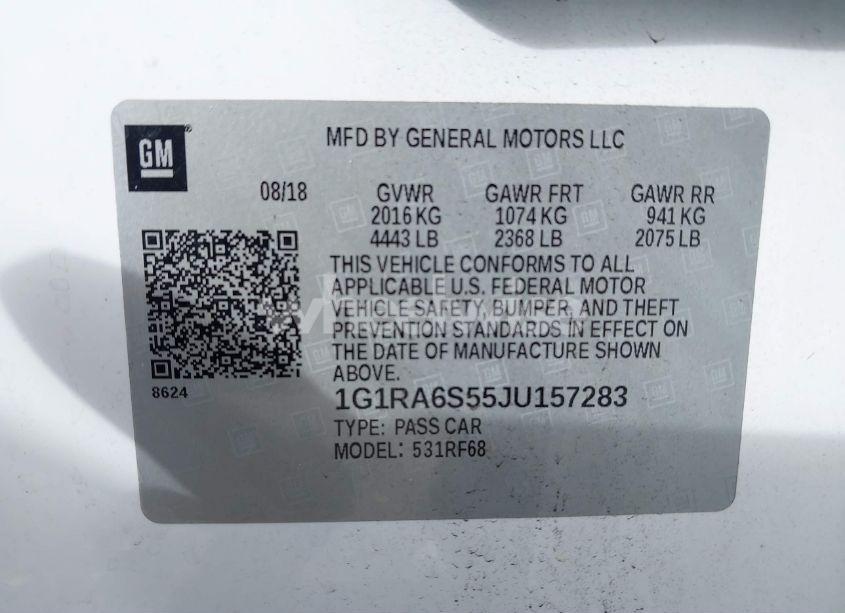 Photo 9 of 2018 Chevrolet Volt LT (VIN 1G1RA6S55JU157283)