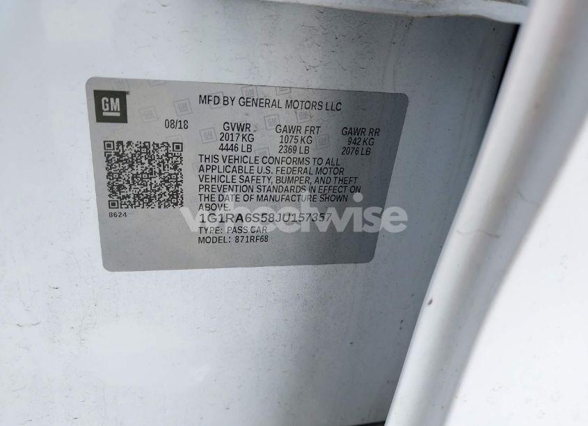 Photo 9 of 2018 Chevrolet Volt LT (VIN 1G1RA6S58JU157357)