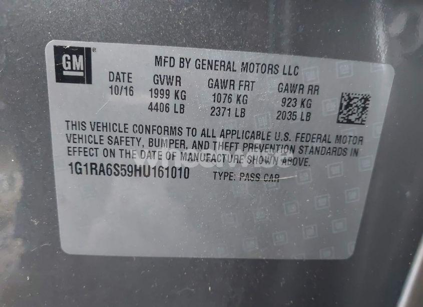 Photo 9 of 2017 Chevrolet Volt LT (VIN 1G1RA6S59HU161010)