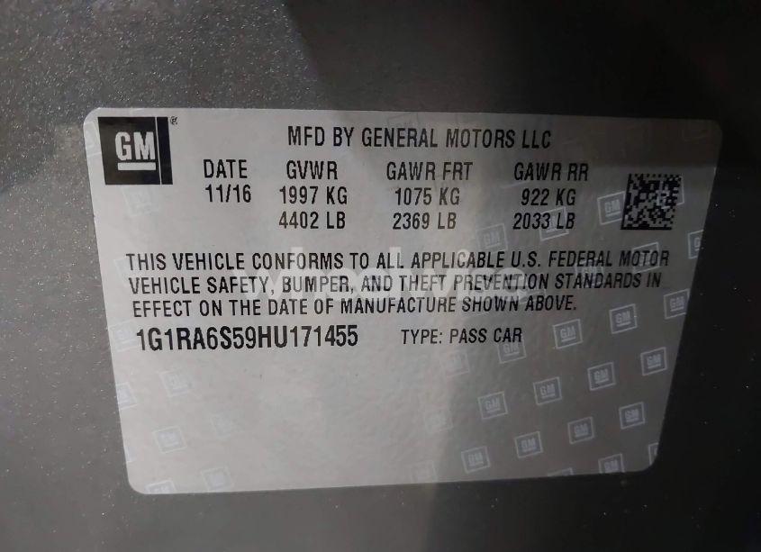 Photo 9 of 2017 Chevrolet Volt LT (VIN 1G1RA6S59HU171455)