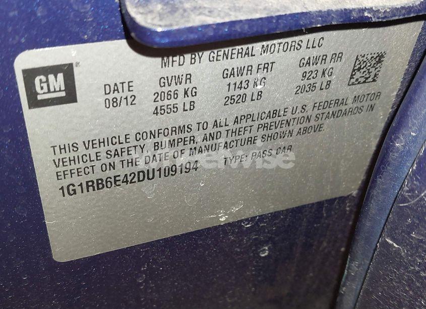 Photo 9 of 2013 Chevrolet Volt (VIN 1G1RB6E42DU109194)