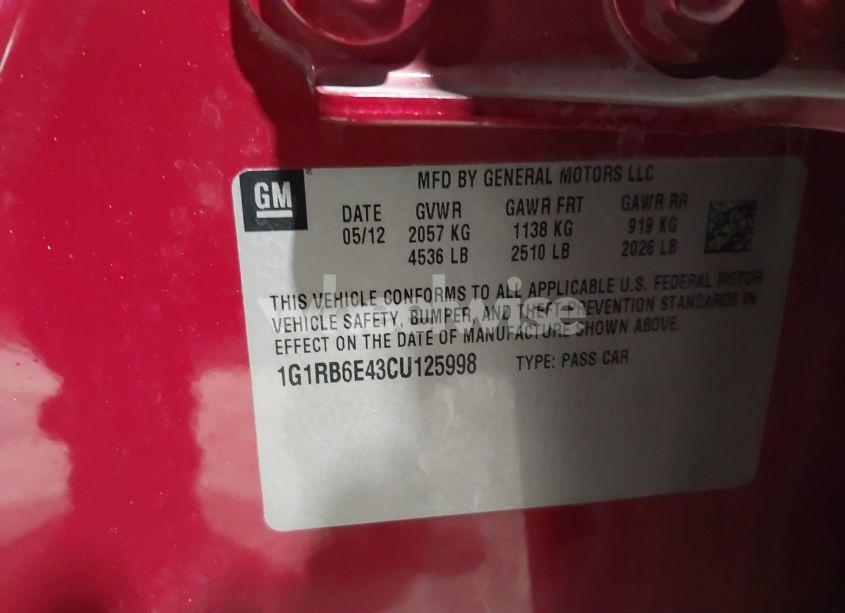 Photo 9 of 2012 Chevrolet Volt (VIN 1G1RB6E43CU125998)