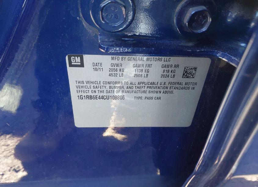 Photo 9 of 2012 Chevrolet Volt (VIN 1G1RB6E44CU108806)