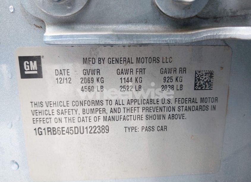 Photo 9 of 2013 Chevrolet Volt (VIN 1G1RB6E45DU122389)