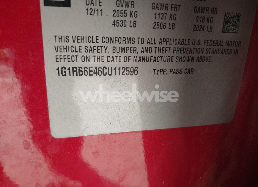 Photo 9 of 2012 Chevrolet Volt (VIN 1G1RB6E46CU112596)