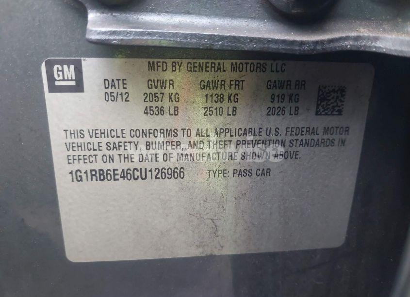 Photo 9 of 2012 Chevrolet Volt (VIN 1G1RB6E46CU126966)