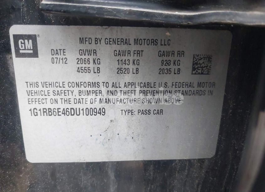 Photo 9 of 2013 Chevrolet Volt (VIN 1G1RB6E46DU100949)