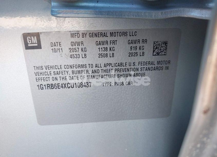 Photo 9 of 2012 Chevrolet Volt (VIN 1G1RB6E4XCU108437)