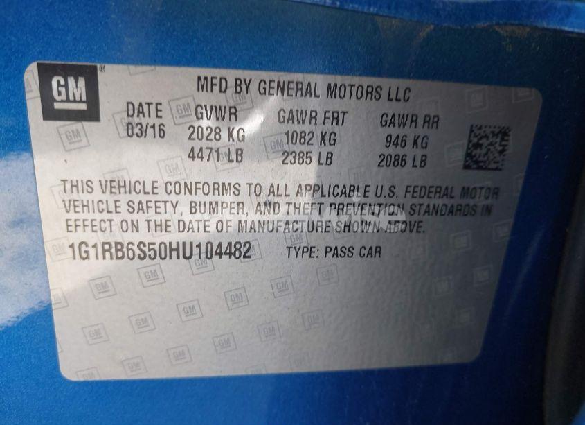 Photo 9 of 2017 Chevrolet Volt PREMIER (VIN 1G1RB6S50HU104482)