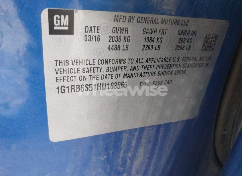 Photo 9 of 2017 Chevrolet Volt PREMIER (VIN 1G1RB6S51HU103065)