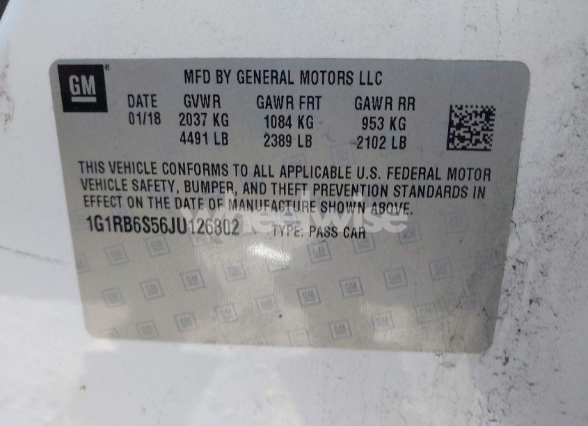 Photo 9 of 2018 Chevrolet Volt PREMIER (VIN 1G1RB6S56JU126802)