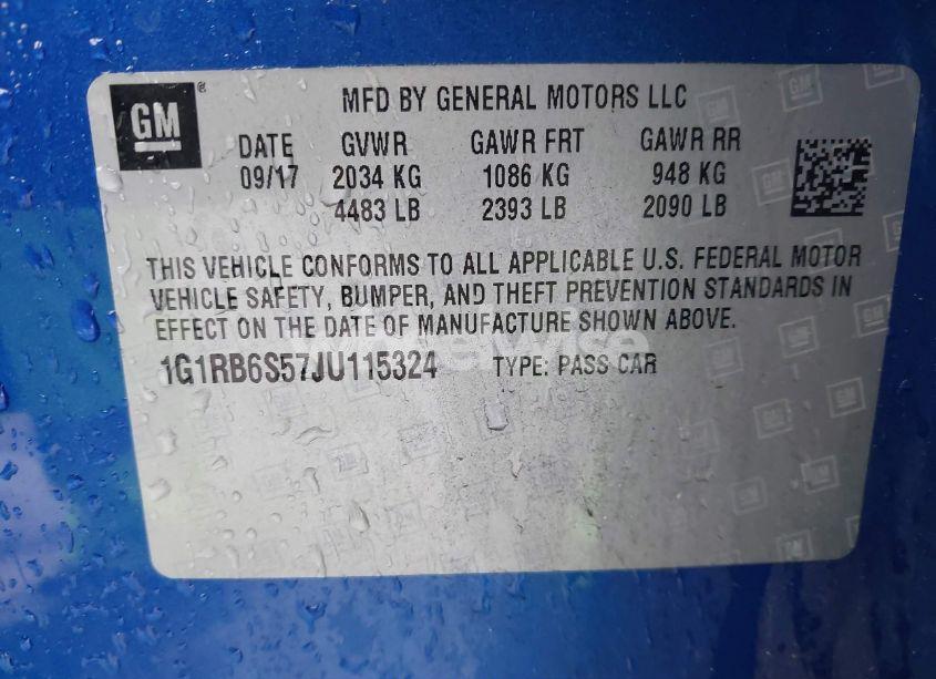 Photo 9 of 2018 Chevrolet Volt PREMIER (VIN 1G1RB6S57JU115324)