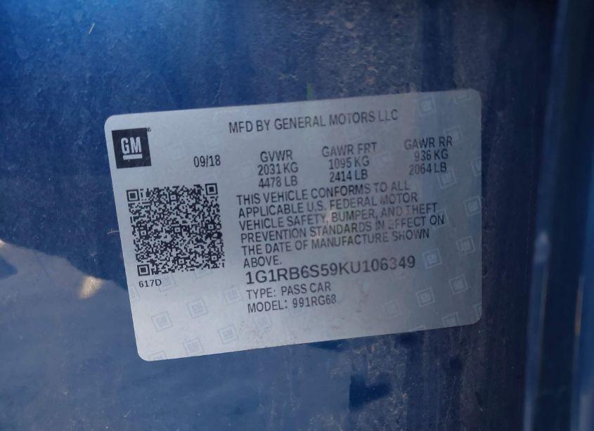 Photo 9 of 2019 Chevrolet Volt PREMIER (VIN 1G1RB6S59KU106349)