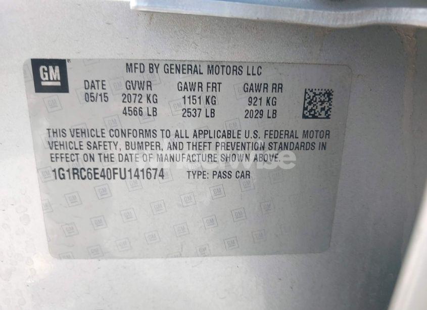 Photo 9 of 2015 Chevrolet Volt (VIN 1G1RC6E40FU141674)