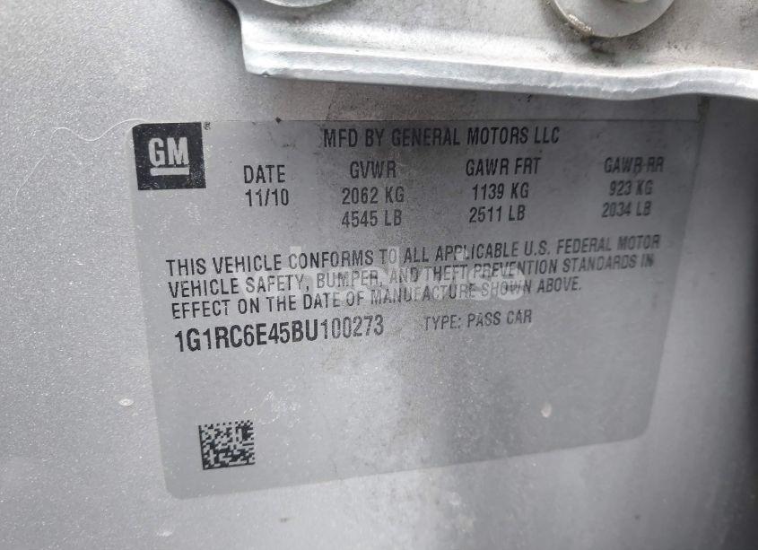 Photo 9 of 2011 Chevrolet Volt (VIN 1G1RC6E45BU100273)