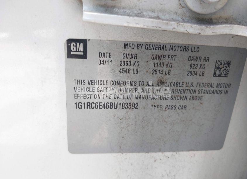 Photo 9 of 2011 Chevrolet Volt (VIN 1G1RC6E46BU103392)