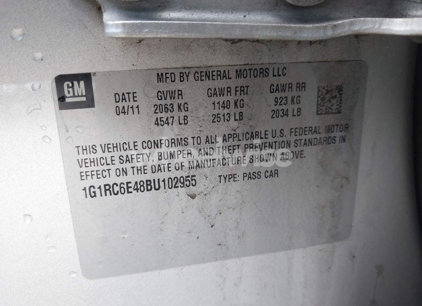 Photo 9 of 2011 Chevrolet Volt (VIN 1G1RC6E48BU102955)