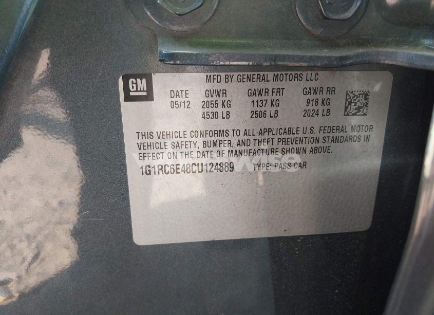 Photo 9 of 2012 Chevrolet Volt (VIN 1G1RC6E48CU124889)