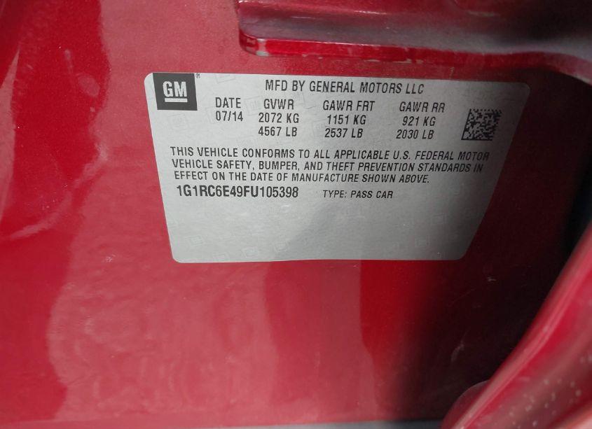 Photo 9 of 2015 Chevrolet Volt (VIN 1G1RC6E49FU105398)