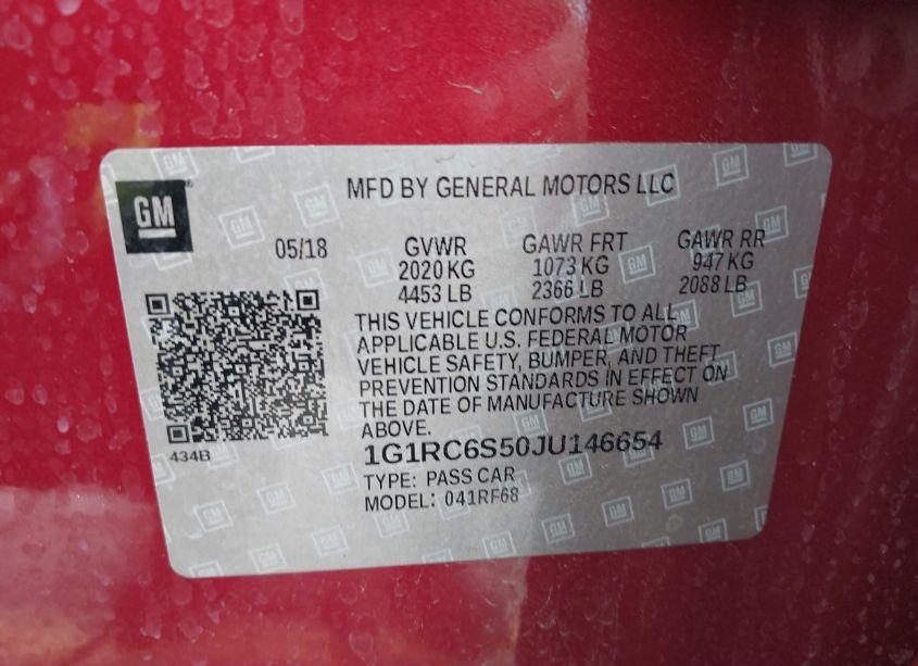 Photo 9 of 2018 Chevrolet Volt LT (VIN 1G1RC6S50JU146654)