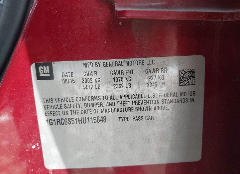 Photo 9 of 2017 Chevrolet Volt LT (VIN 1G1RC6S51HU115648)