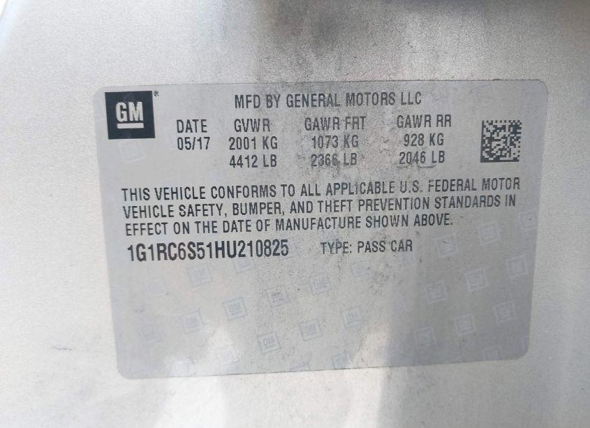 Photo 9 of 2017 Chevrolet Volt LT (VIN 1G1RC6S51HU210825)