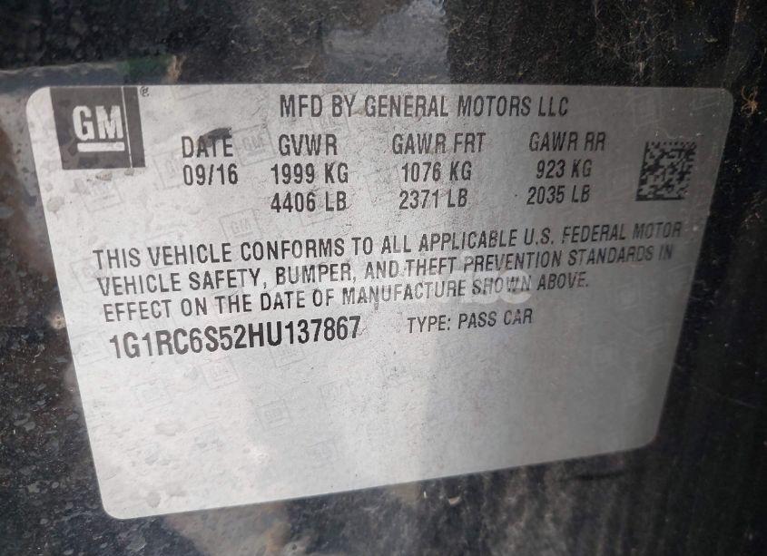 Photo 9 of 2017 Chevrolet Volt LT (VIN 1G1RC6S52HU137867)