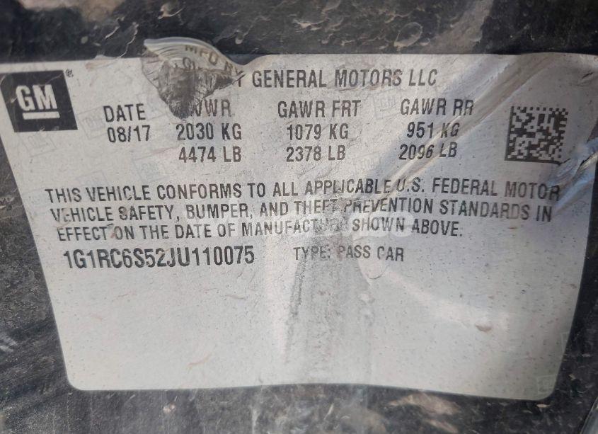 Photo 9 of 2018 Chevrolet Volt LT (VIN 1G1RC6S52JU110075)