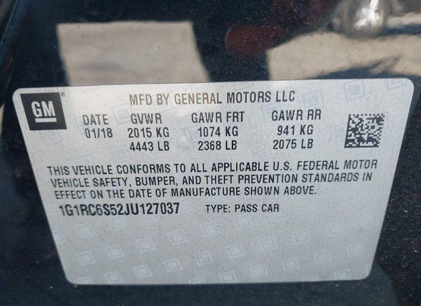 Photo 9 of 2018 Chevrolet Volt LT (VIN 1G1RC6S52JU127037)