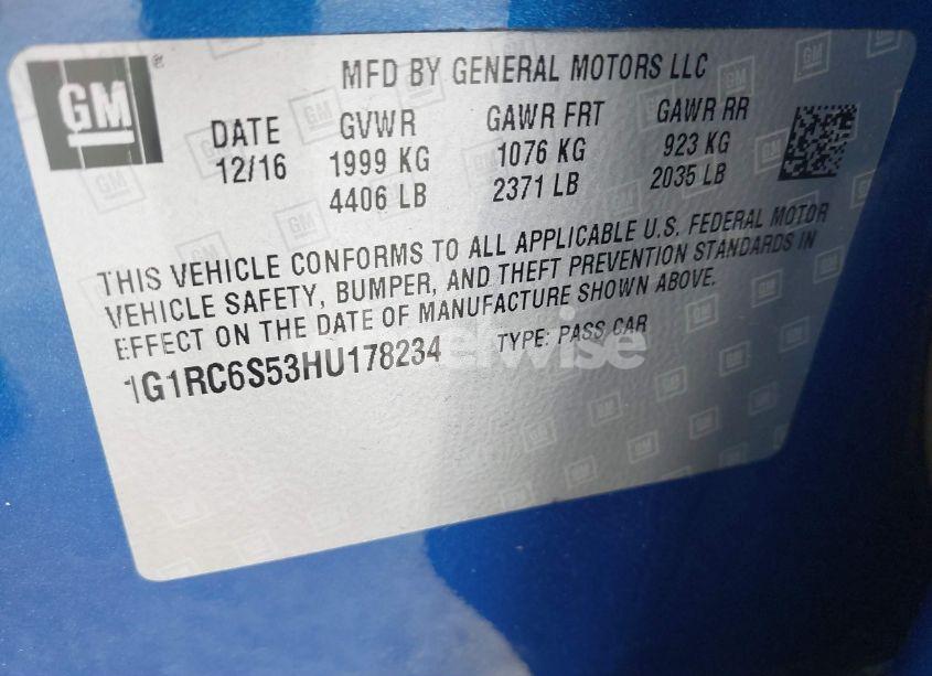 Photo 9 of 2017 Chevrolet Volt LT (VIN 1G1RC6S53HU178234)