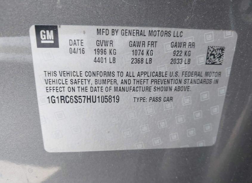 Photo 9 of 2017 Chevrolet Volt LT (VIN 1G1RC6S57HU105819)