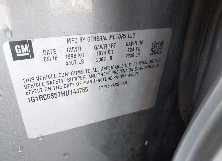 Photo 9 of 2017 Chevrolet Volt LT (VIN 1G1RC6S57HU144765)