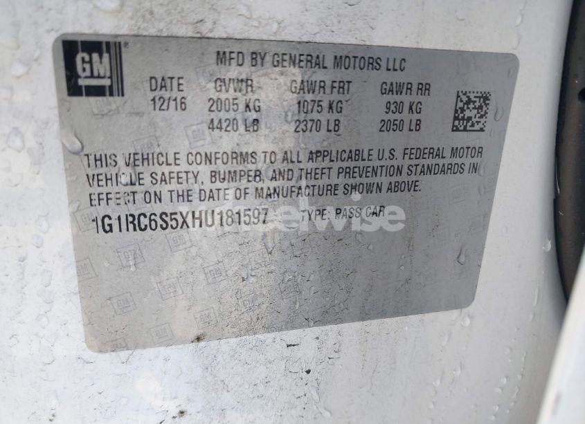 Photo 9 of 2017 Chevrolet Volt LT (VIN 1G1RC6S5XHU181597)