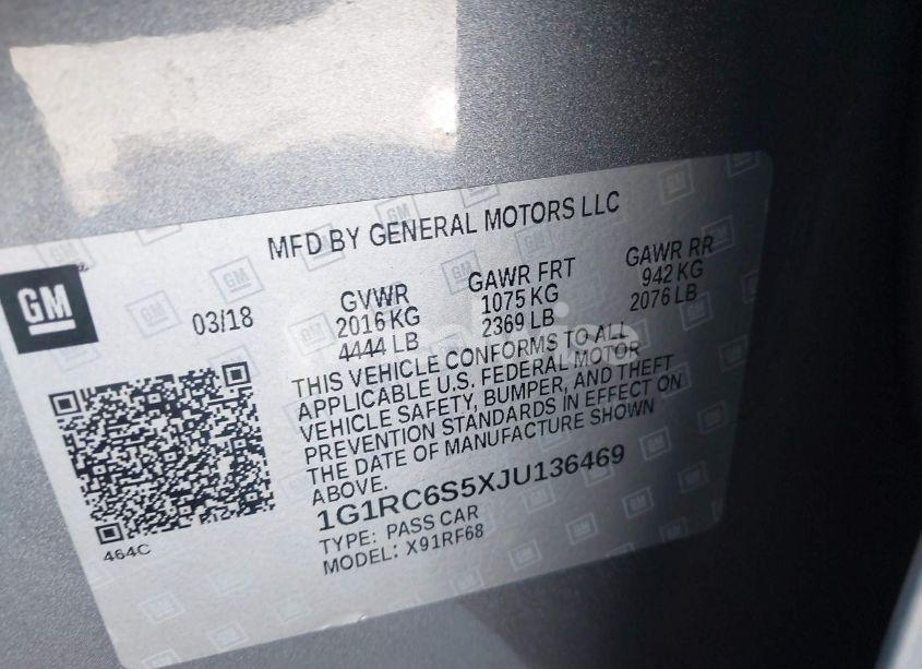 Photo 9 of 2018 Chevrolet Volt LT (VIN 1G1RC6S5XJU136469)