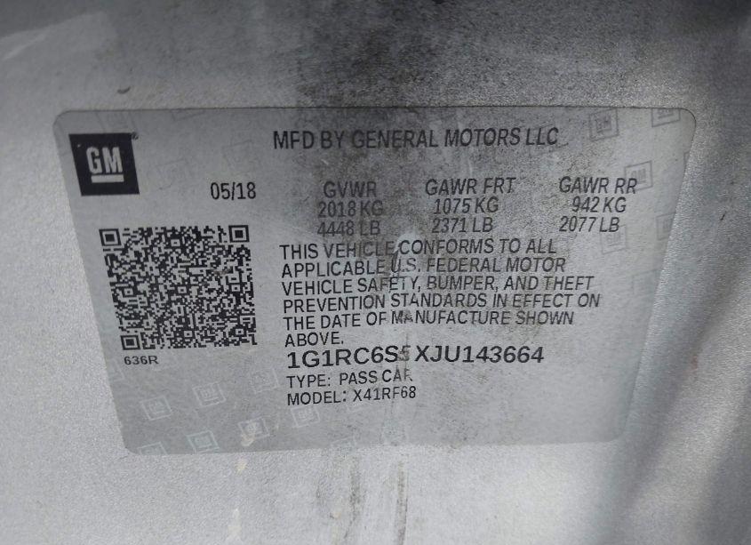 Photo 9 of 2018 Chevrolet Volt LT (VIN 1G1RC6S5XJU143664)