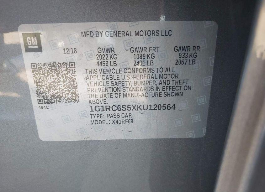 Photo 9 of 2019 Chevrolet Volt LT (VIN 1G1RC6S5XKU120564)