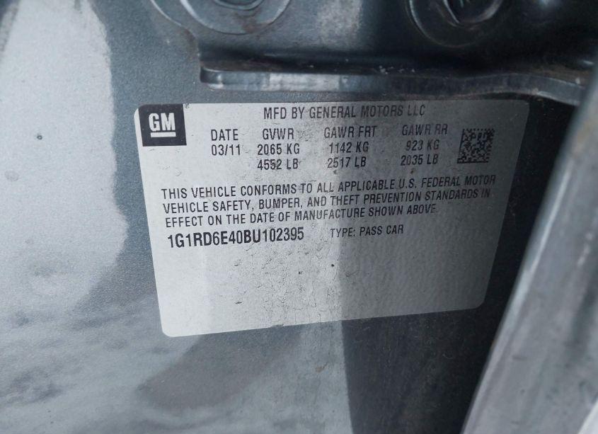 Photo 9 of 2011 Chevrolet Volt (VIN 1G1RD6E40BU102395)