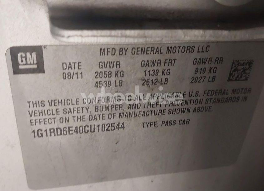 Photo 9 of 2012 Chevrolet Volt (VIN 1G1RD6E40CU102544)