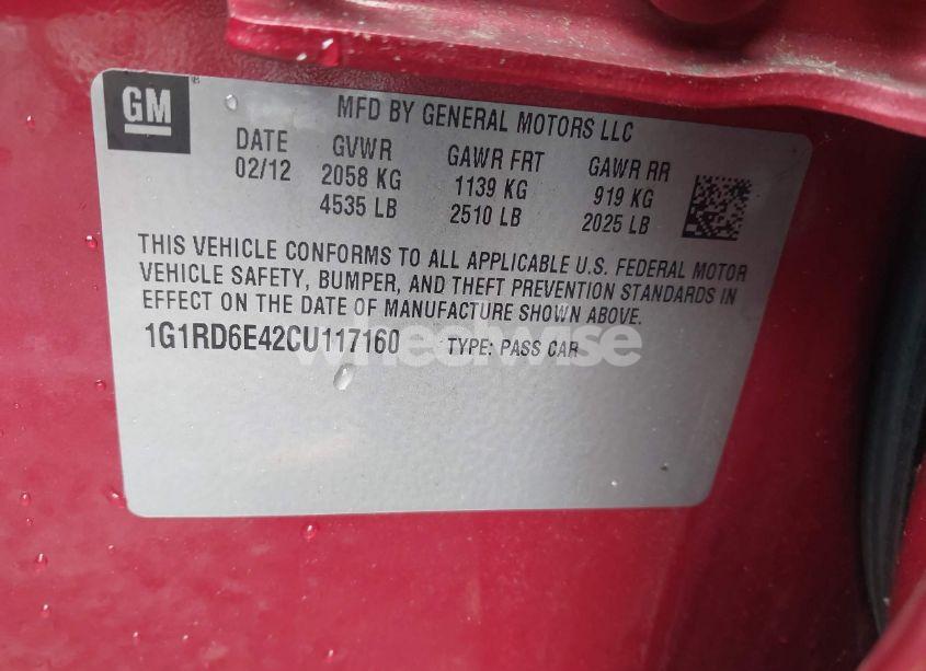 Photo 8 of 2012 Chevrolet Volt (VIN 1G1RD6E42CU117160)