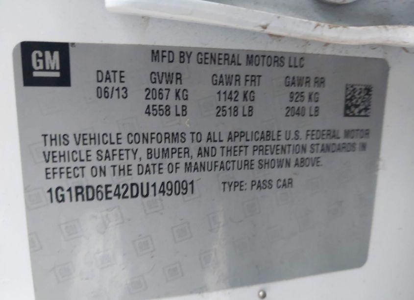 Photo 9 of 2013 Chevrolet Volt (VIN 1G1RD6E42DU149091)