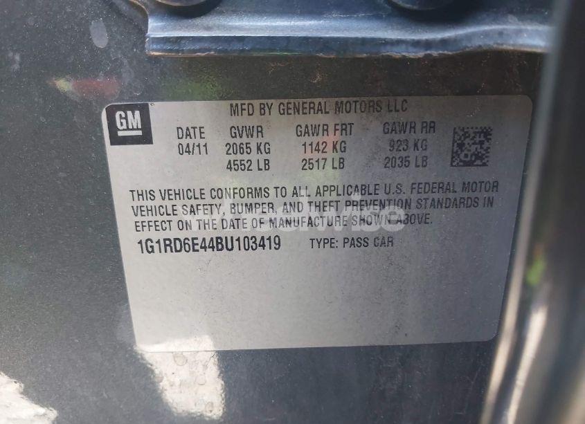 Photo 9 of 2011 Chevrolet Volt (VIN 1G1RD6E44BU103419)