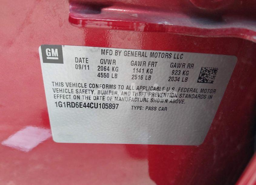 Photo 9 of 2012 Chevrolet Volt (VIN 1G1RD6E44CU105897)