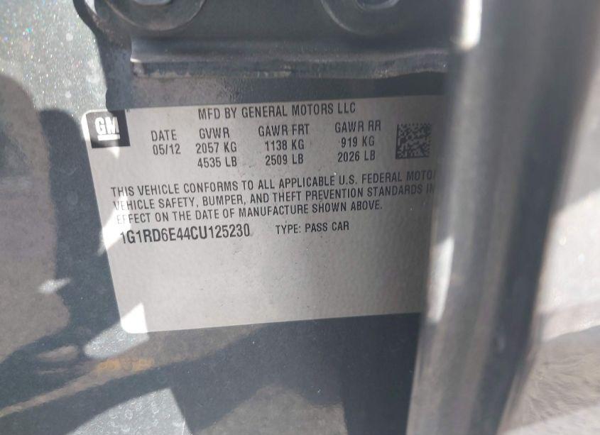 Photo 9 of 2012 Chevrolet Volt (VIN 1G1RD6E44CU125230)