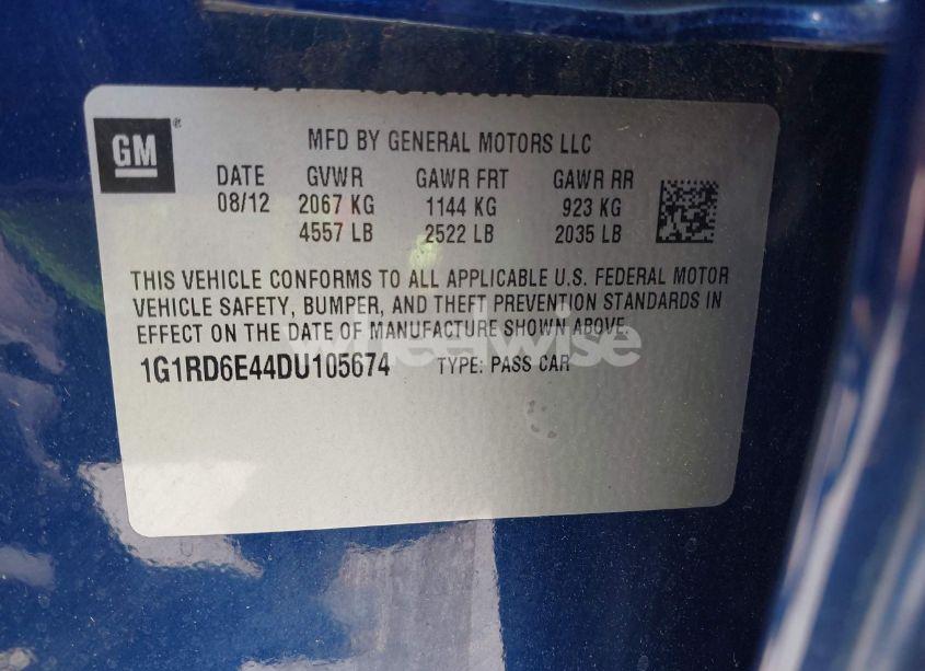 Photo 9 of 2013 Chevrolet Volt (VIN 1G1RD6E44DU105674)