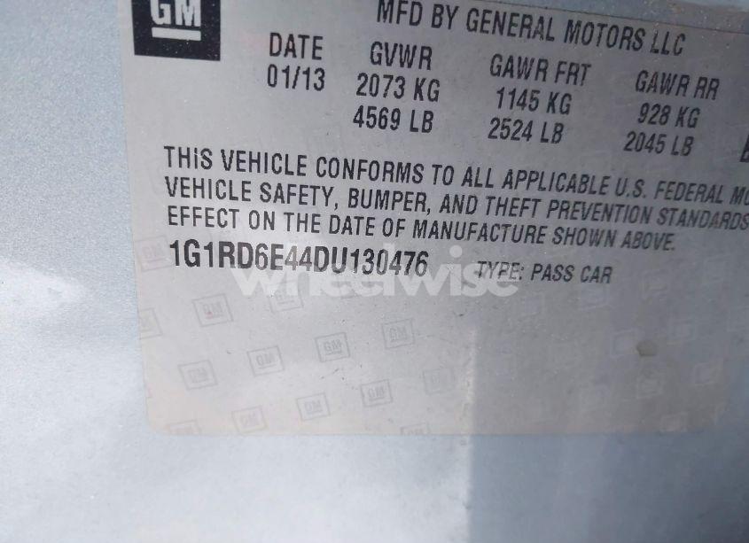 Photo 9 of 2013 Chevrolet Volt (VIN 1G1RD6E44DU130476)