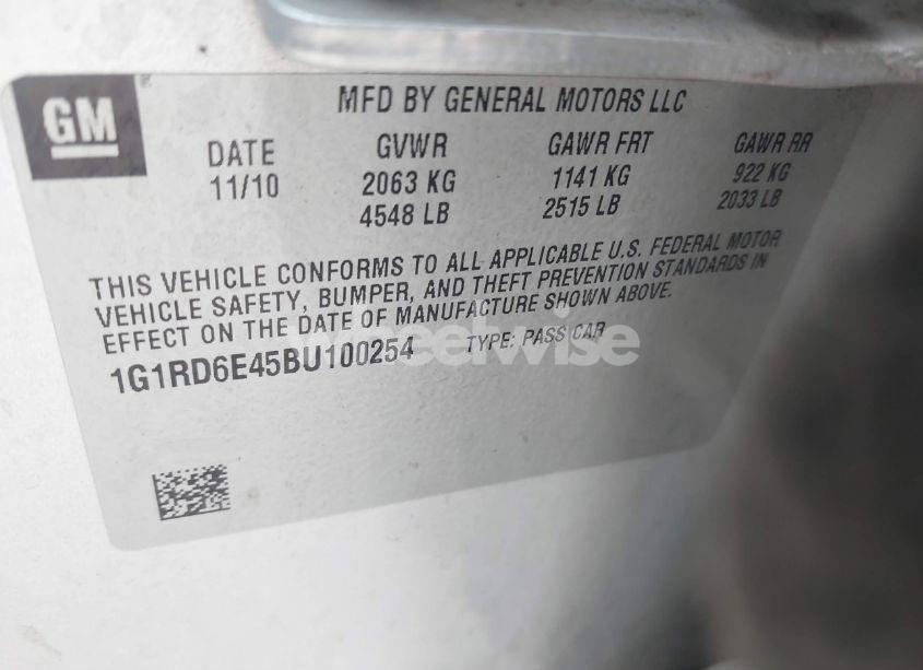 Photo 9 of 2011 Chevrolet Volt (VIN 1G1RD6E45BU100254)