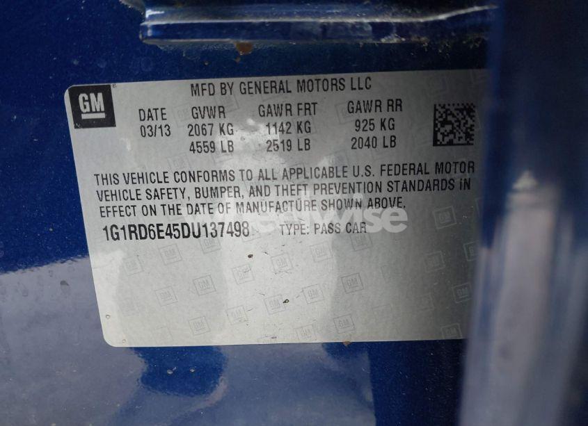 Photo 9 of 2013 Chevrolet Volt (VIN 1G1RD6E45DU137498)