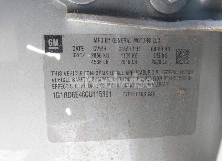 Photo 9 of 2012 Chevrolet Volt (VIN 1G1RD6E46CU115301)