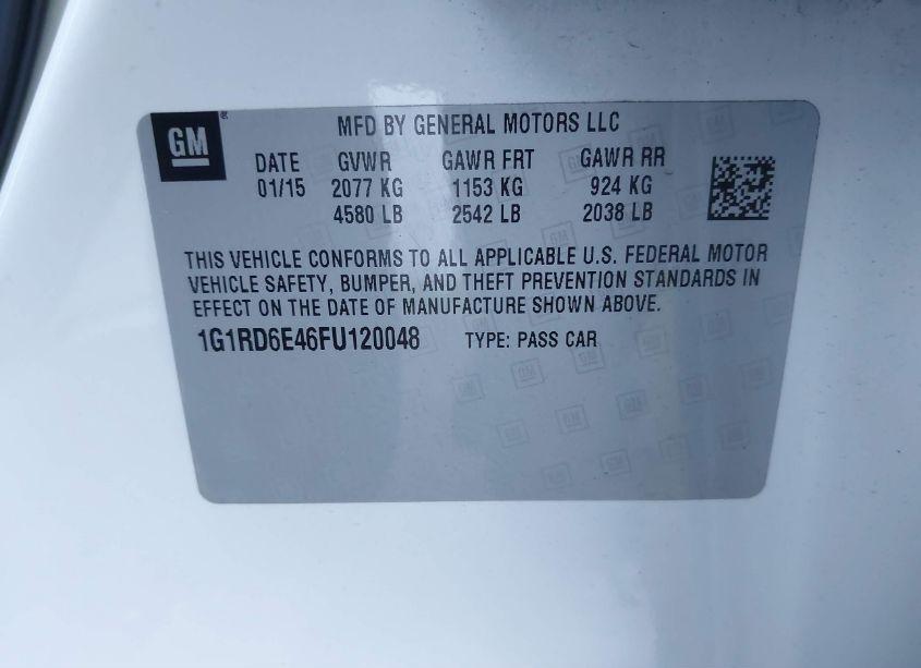 Photo 9 of 2015 Chevrolet Volt (VIN 1G1RD6E46FU120048)