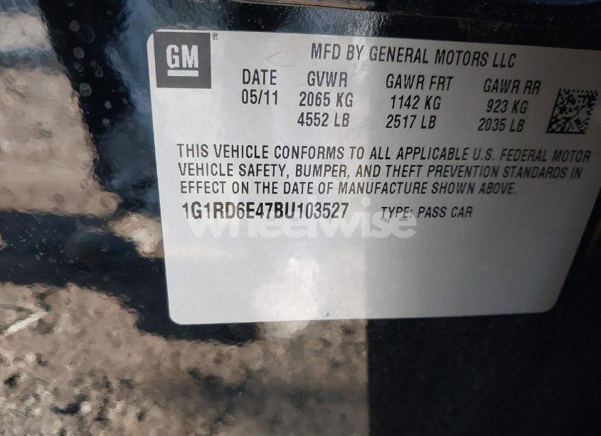 Photo 9 of 2011 Chevrolet Volt (VIN 1G1RD6E47BU103527)